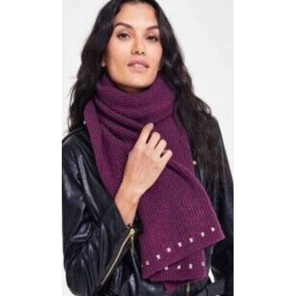 INC International Concepts Womens Ribbed Studded Rectangle Neck Scarf $48 736
